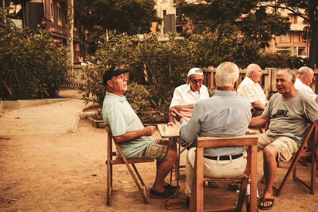 group of seniors chatting together