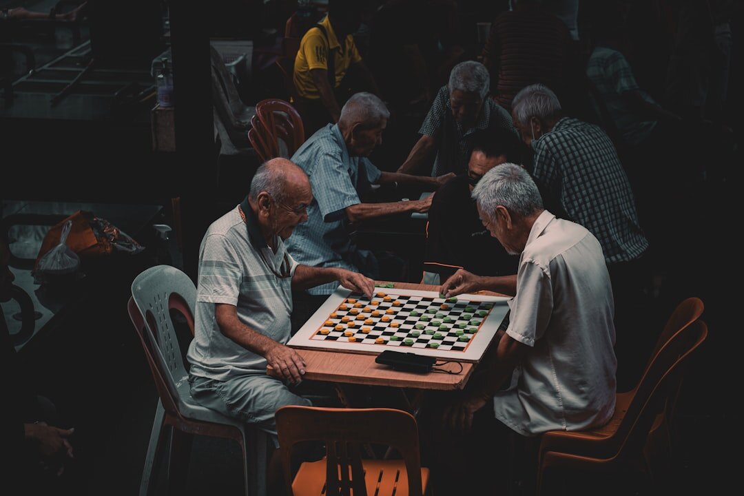 seniors playing board games