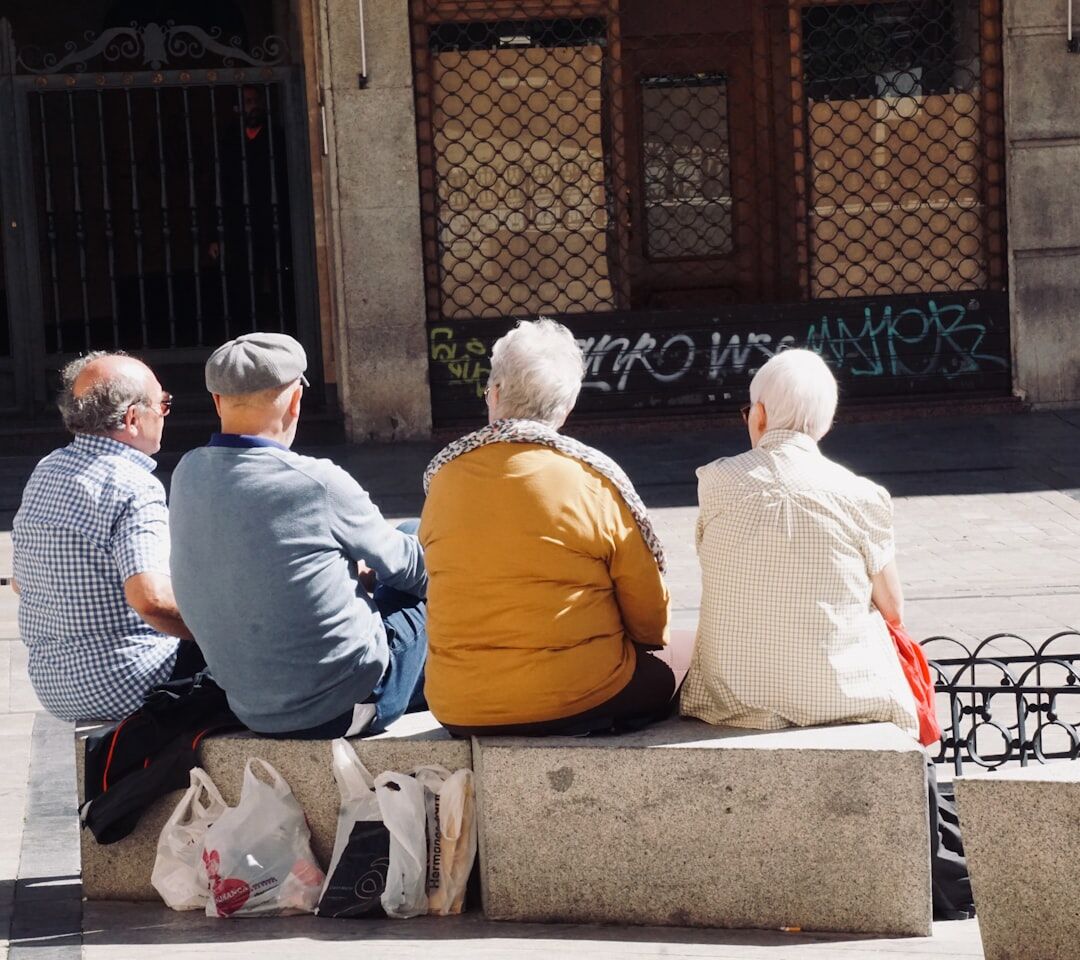 group of seniors chatting together