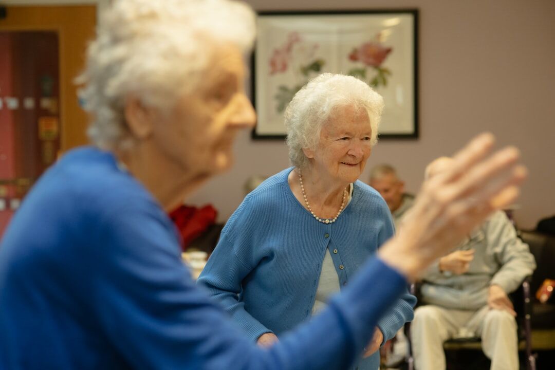 seniors doing light exercise