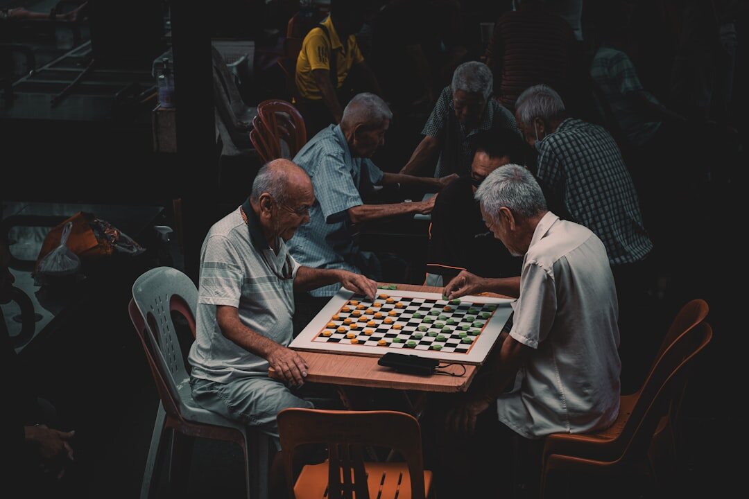 elderly playing board games